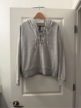 Kyodan Light Gray Lace-Up Hooded Sweatshirt